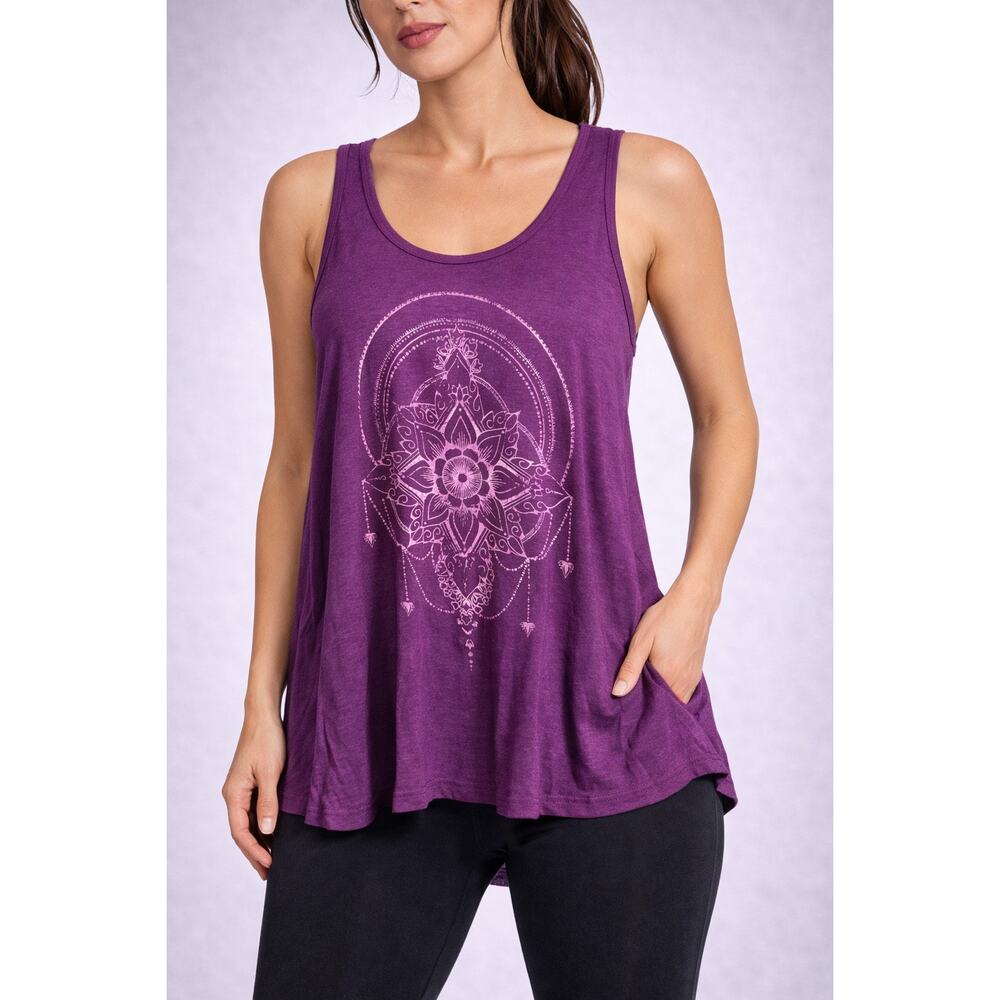 Purple Mandala Graphic Flowy Sleeveless Tank Top Women’s Large